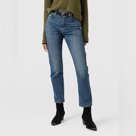 NWT SAINT + SOFIA Emma High Rise Straight Leg Jeans in Mid Blue size 4 (26”) - Picture 12 of 15